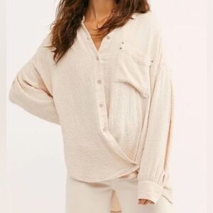 Free People We The Free Hidden Valley Oversized Draped Button Down Shirt Size M